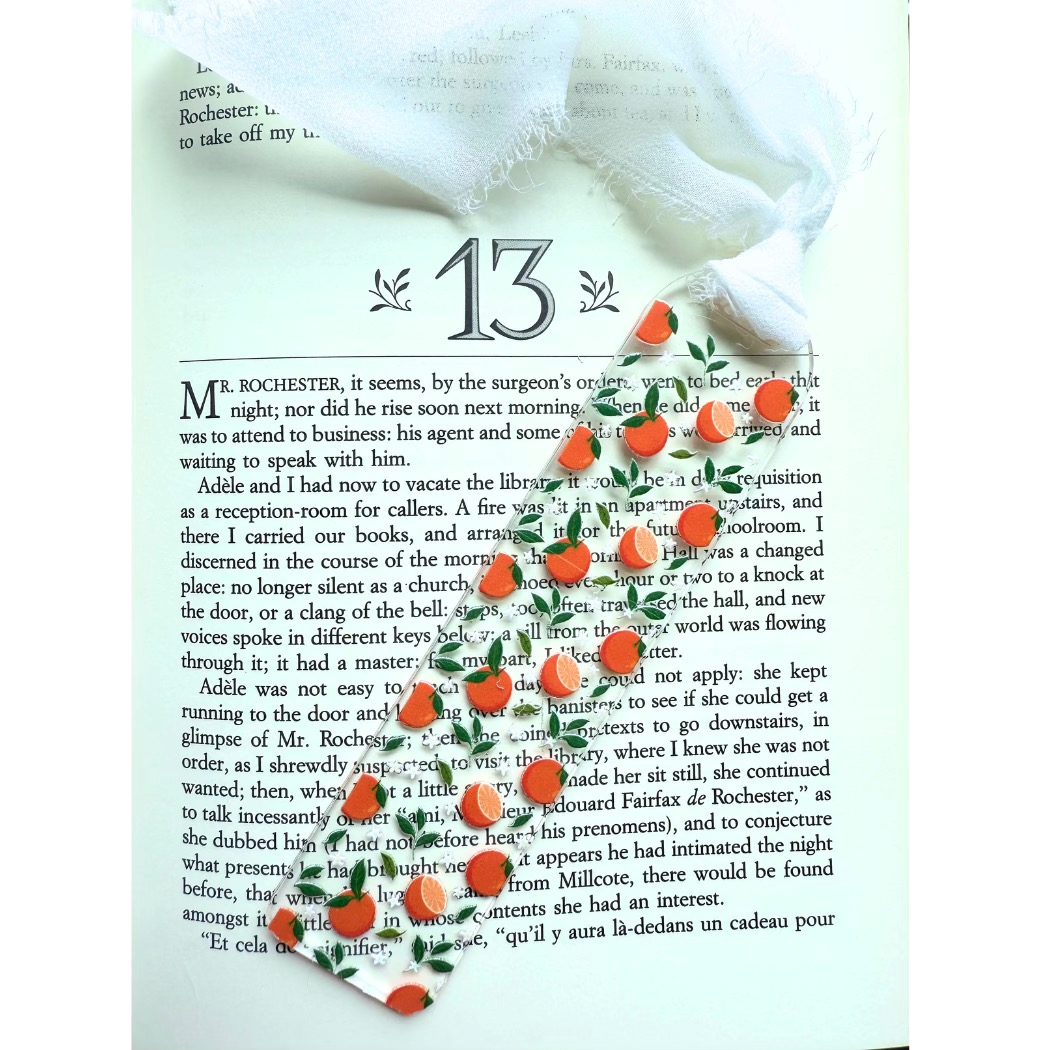 Oranges and flowers acrylic bookmark