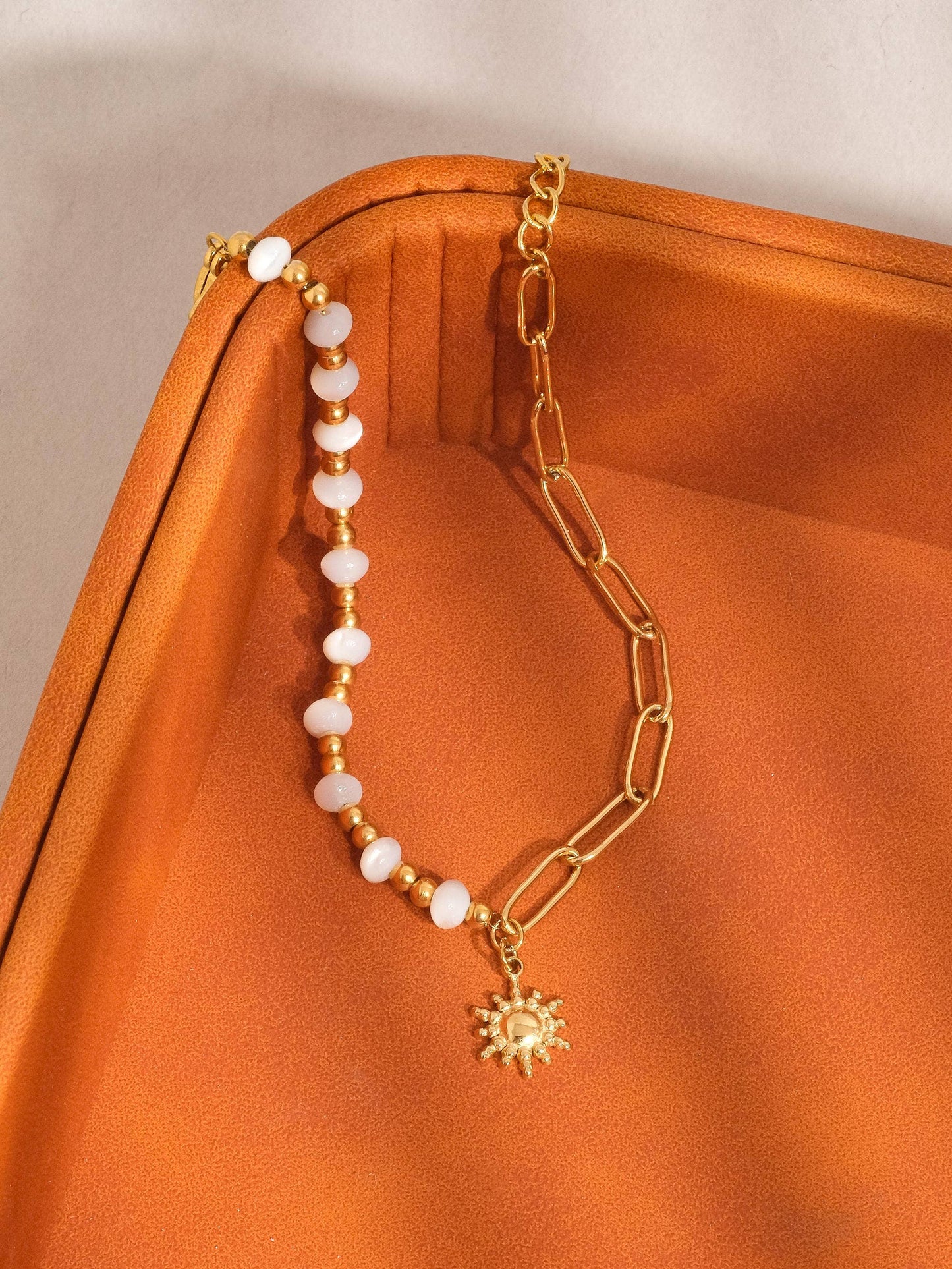 Sun and Pearl Chain Bracelet