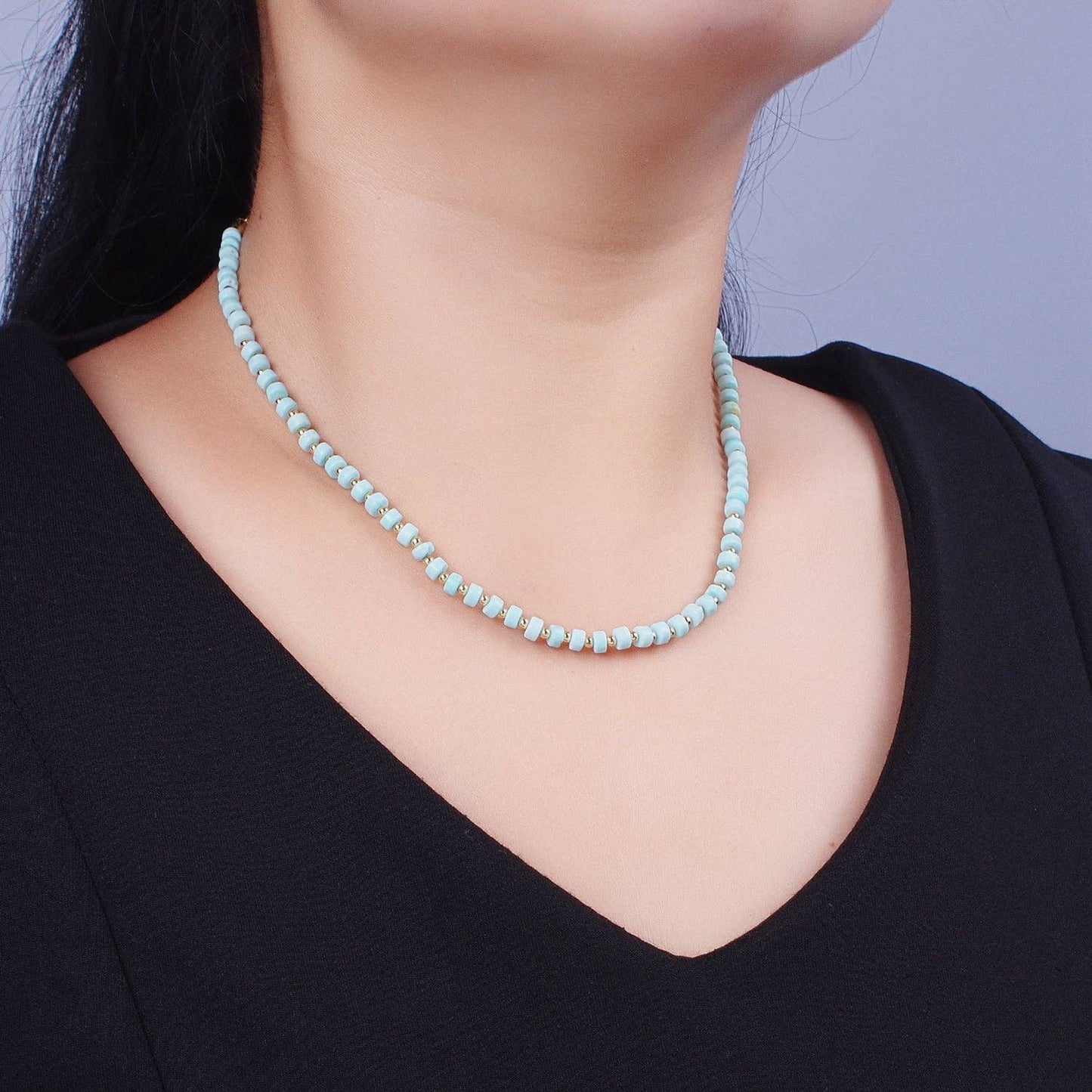 Gold Filled Blue Turquoise Gemstone Necklace