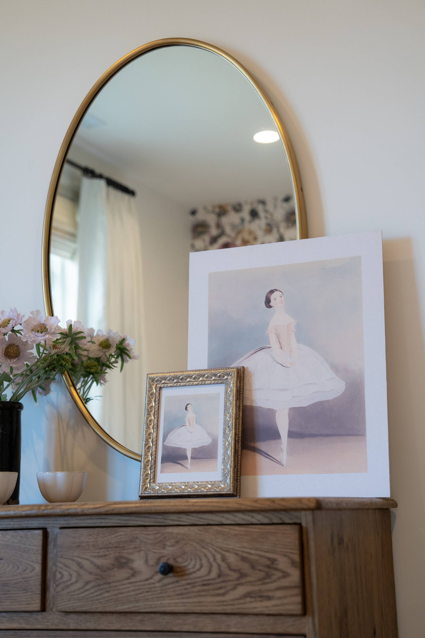 Ballerina Framed Antique Art: 5x7