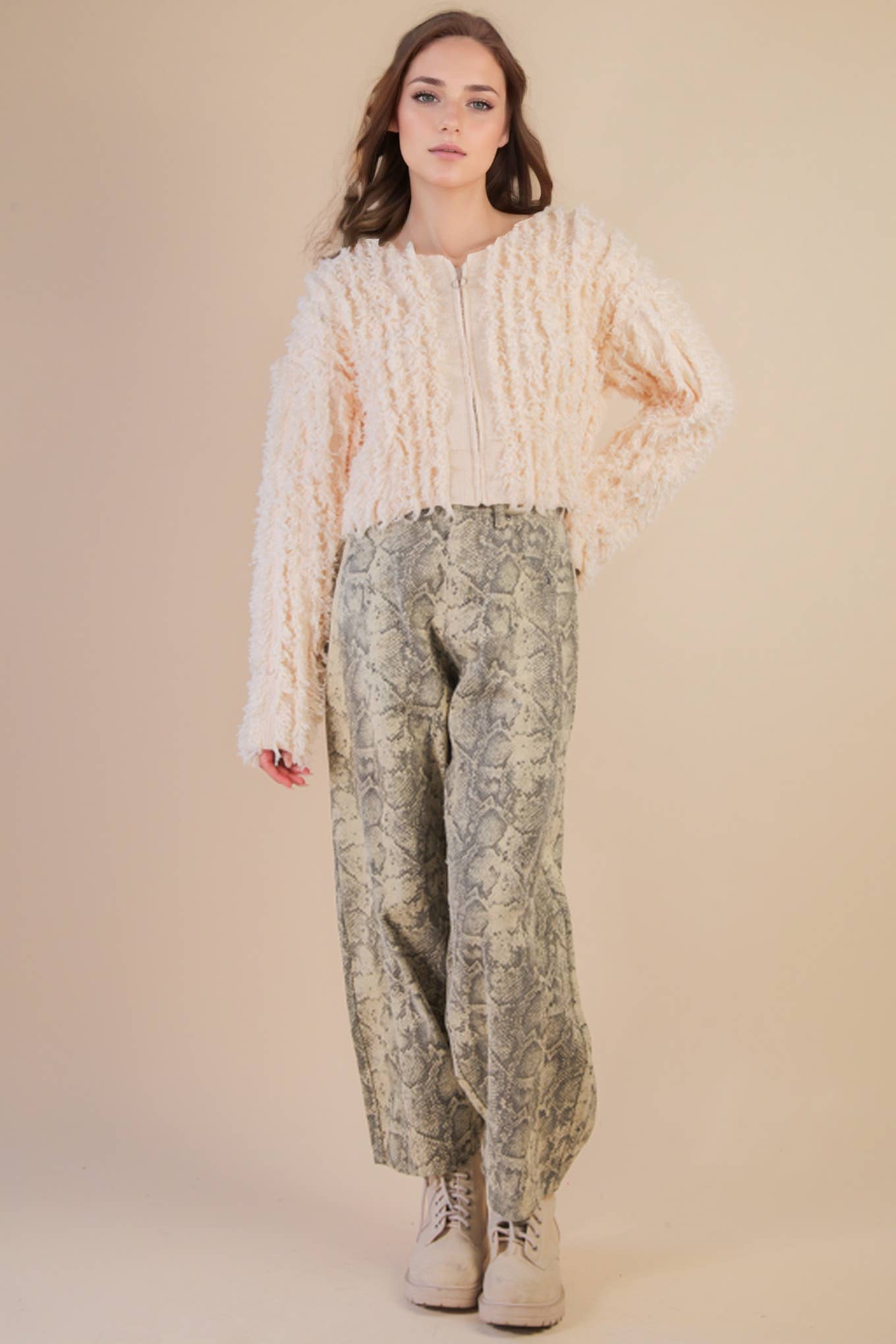 Leopard Printed Barrel Pants