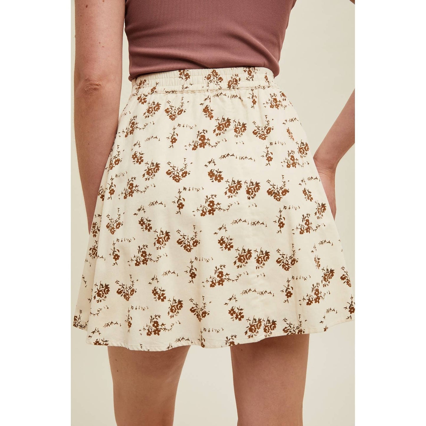 FLORAL CORDUROY MINI SKIRT