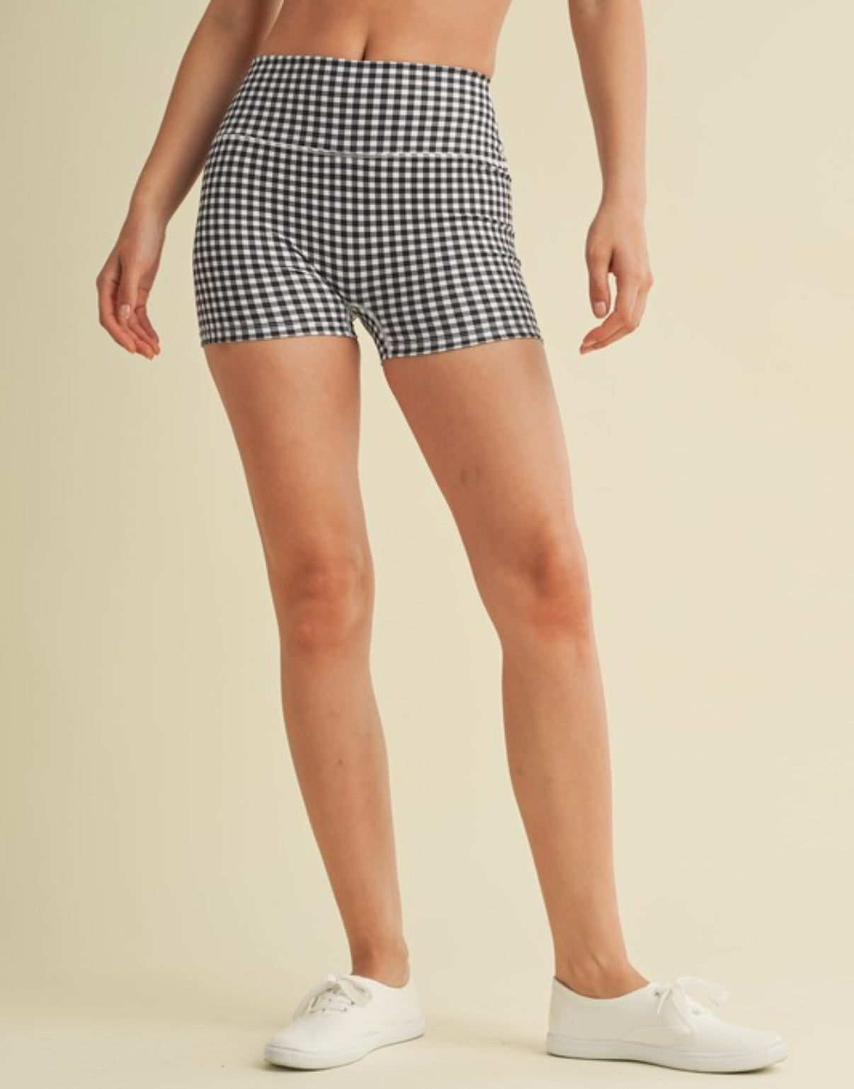 Gingham biker shorts