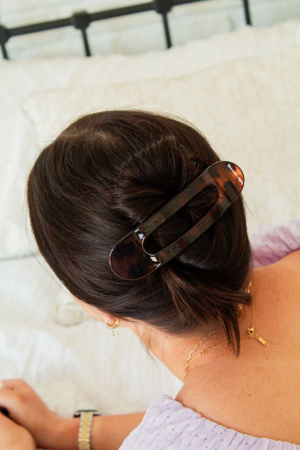 Oversized Flat Claw Clip: Amber Tortoise