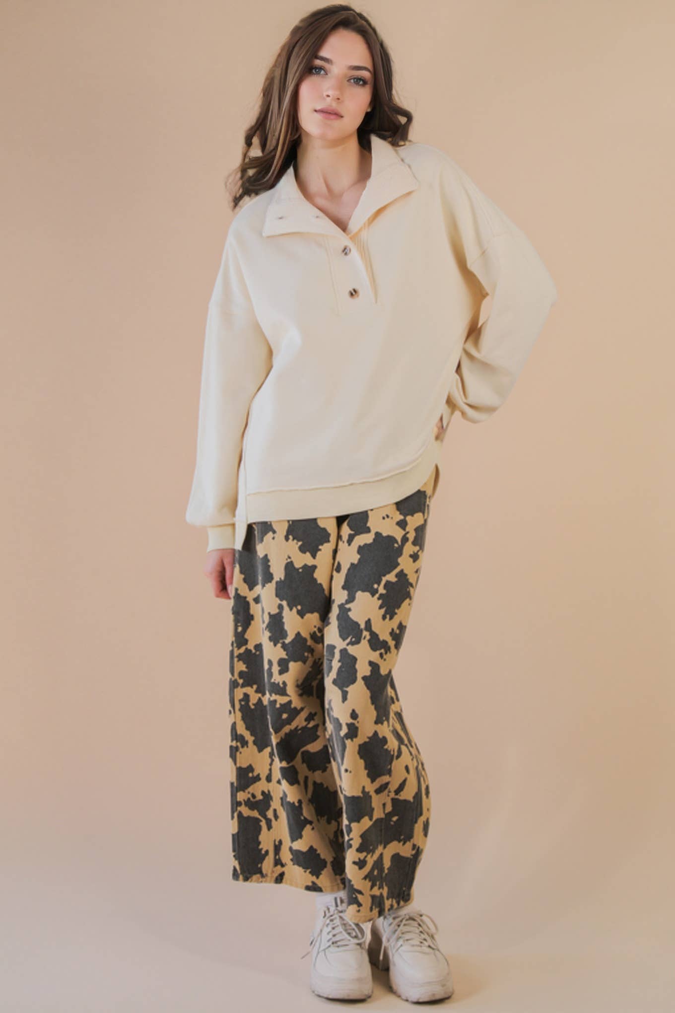 Leopard Printed Barrel Pants