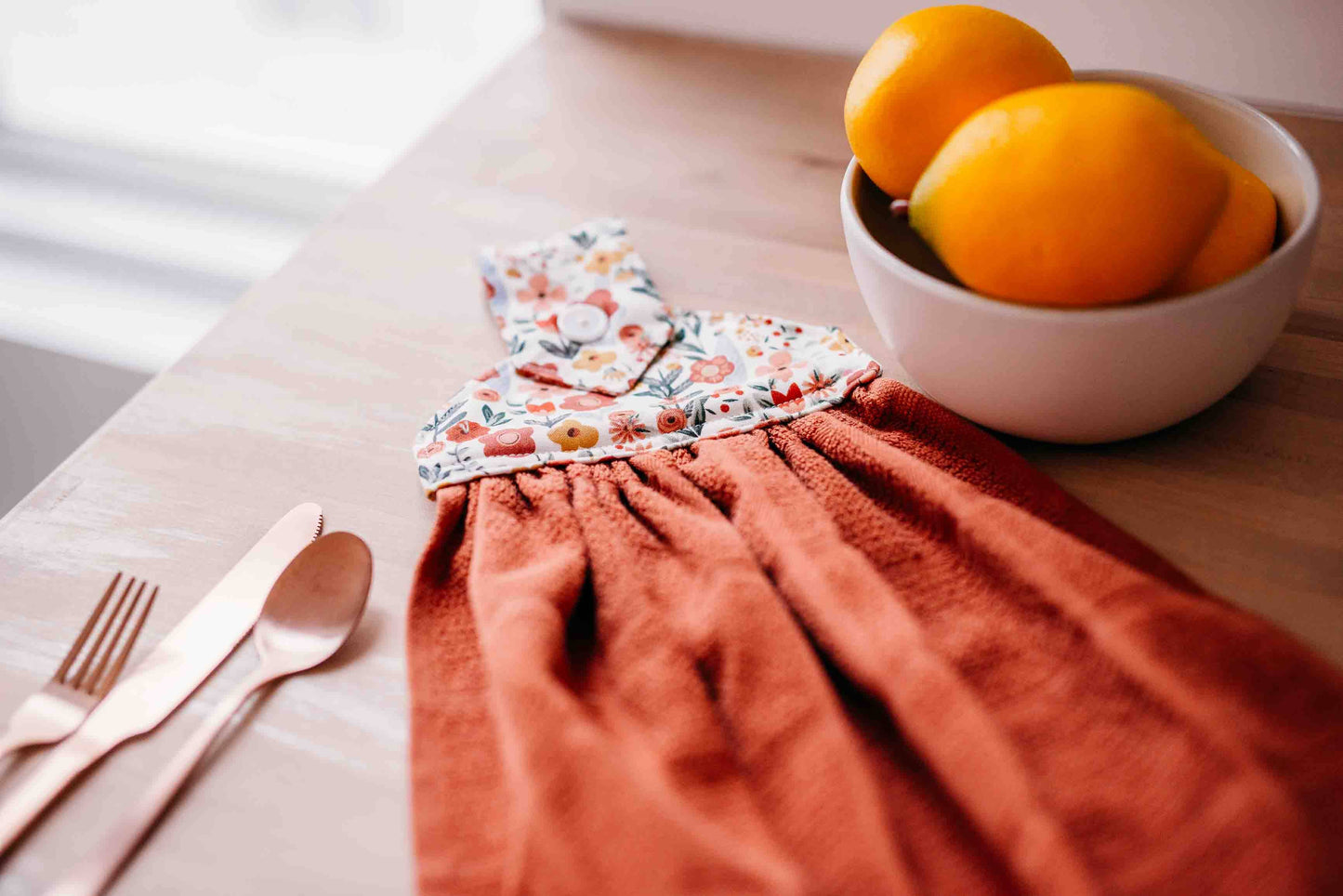 Wildflower button top oven kitchen towel