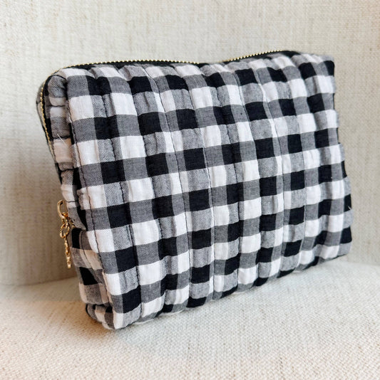 Gingham Cosmetic Case: Black