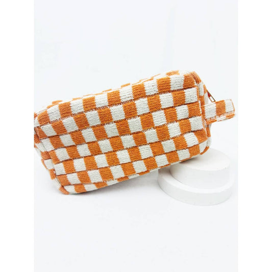 Orange Checker Cosmetic Bag