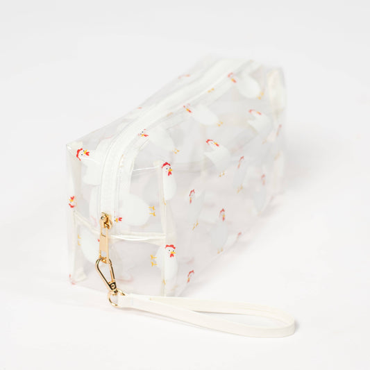 White Chicken Clear Cosmetic Bag