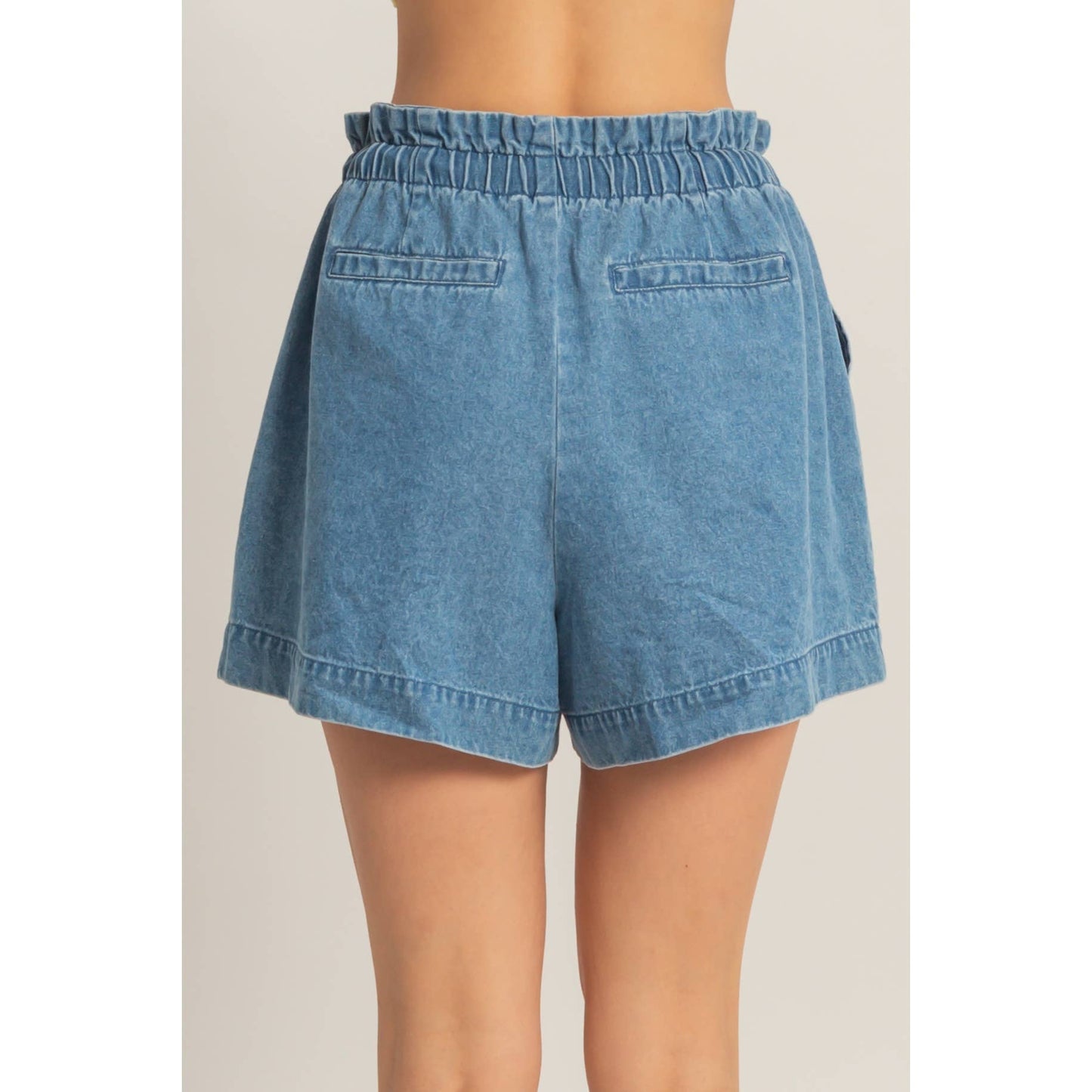 Melody Elastic Waist Pocket Denim Shorts