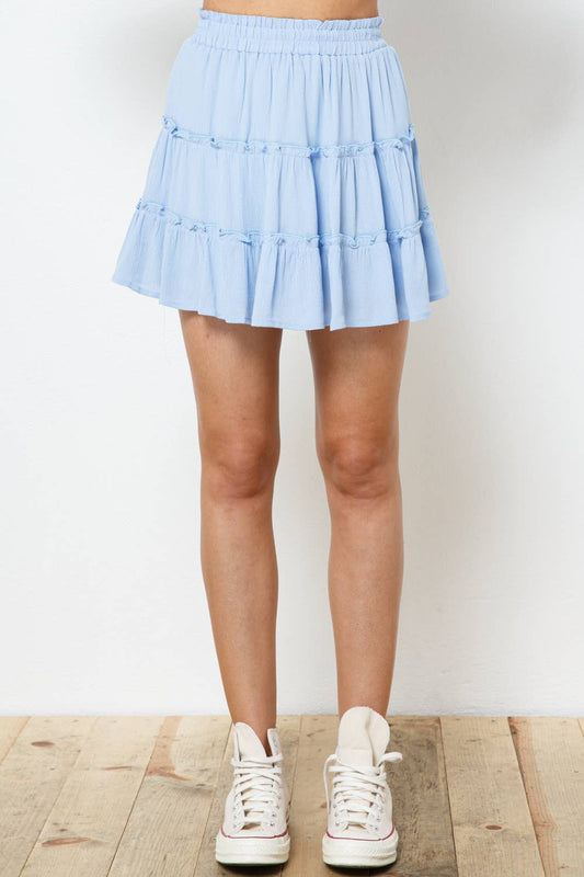 Anna Ruffled Mini Skirt: BLUE