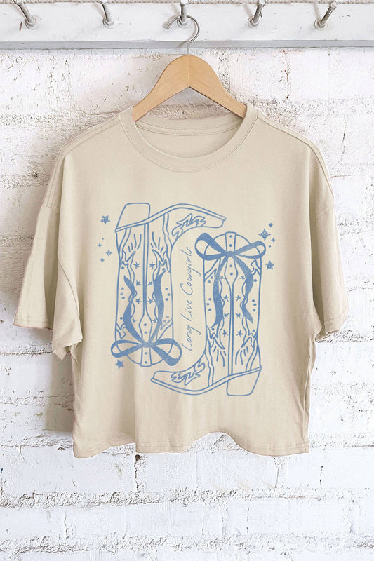 LONG LIVE COWGIRL WESTERN BOW BOOTS GRAPHIC