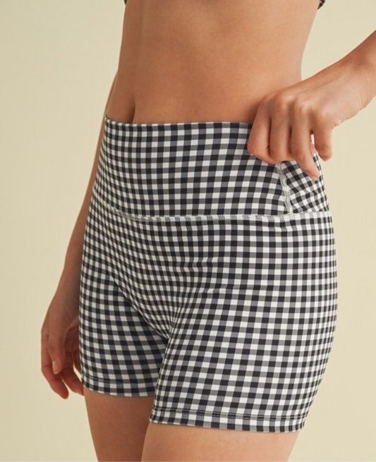 Gingham biker shorts