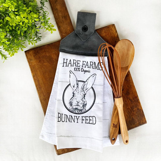 Button top oven kitchen towel - Easter Bunny Feed