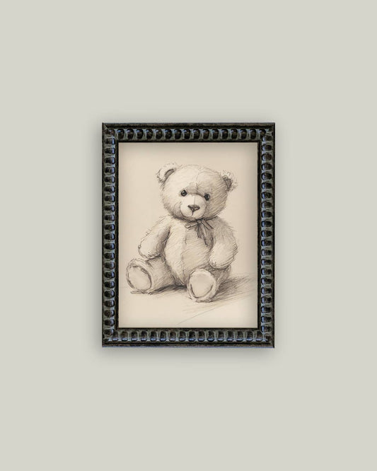Teddy Bear Framed Antique Art: 8x10