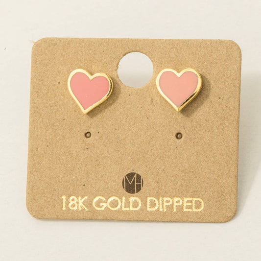 Mini Heart Stud Earrings: pink