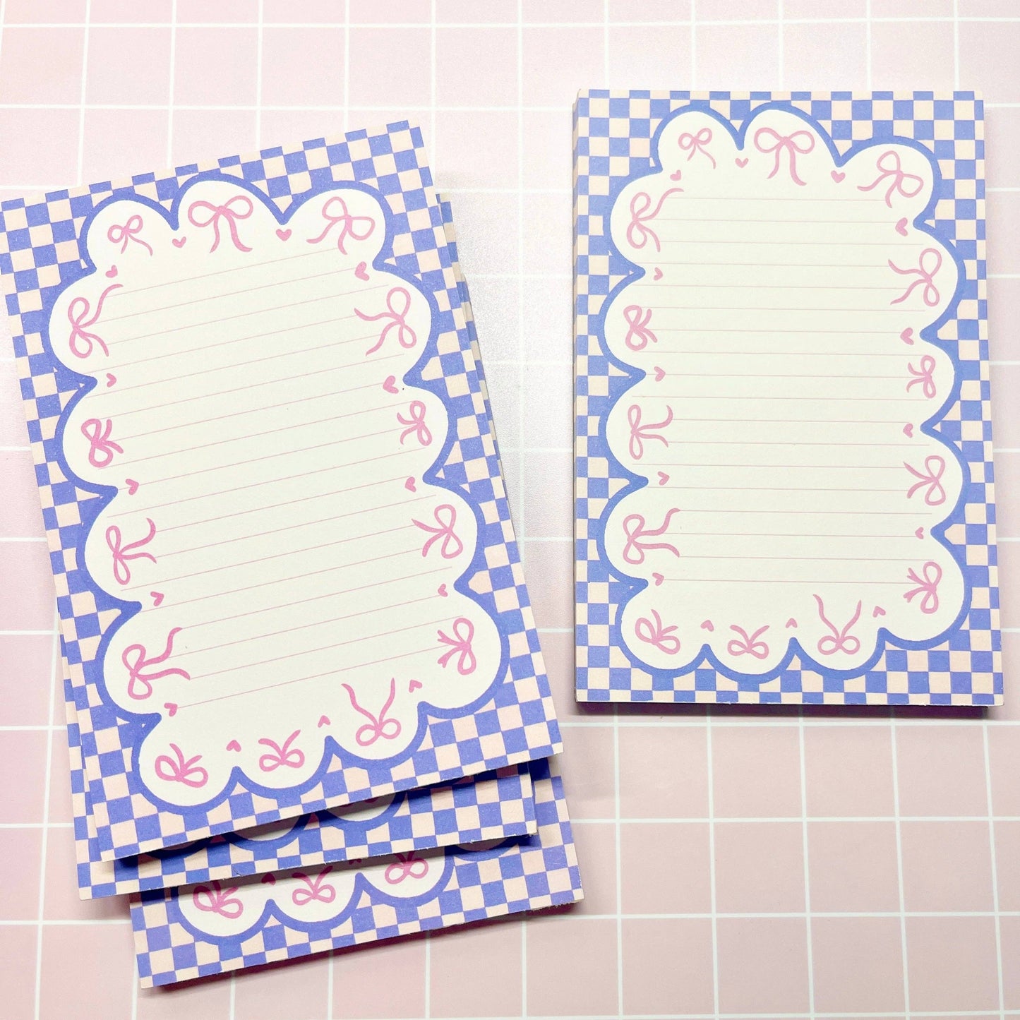 Pink Bow Scallops 4x6 notepad