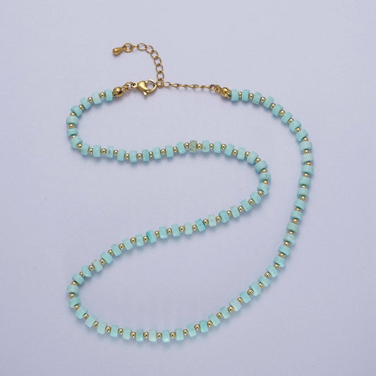 Gold Filled Blue Turquoise Gemstone Necklace