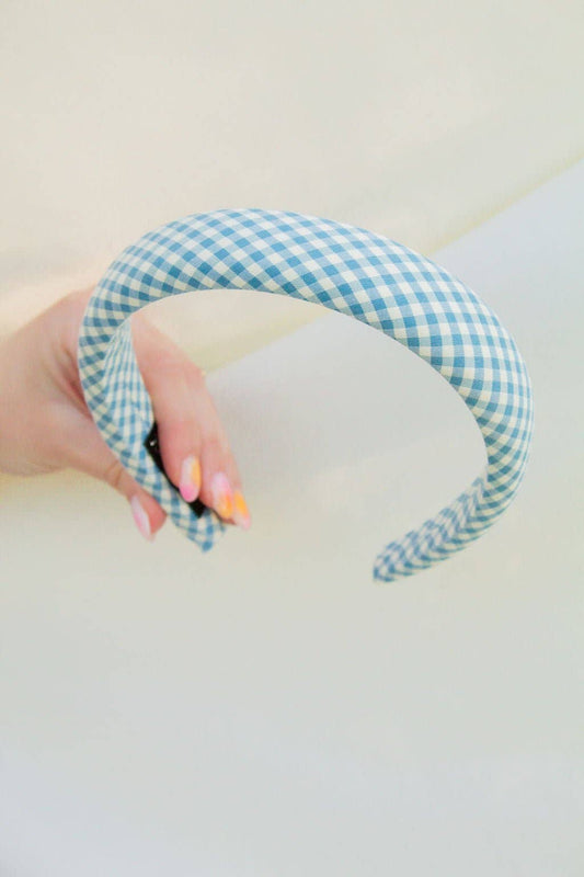 Checked Headband: Blue