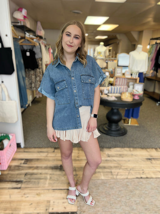 FLARE MINI SKORT: NATURAL