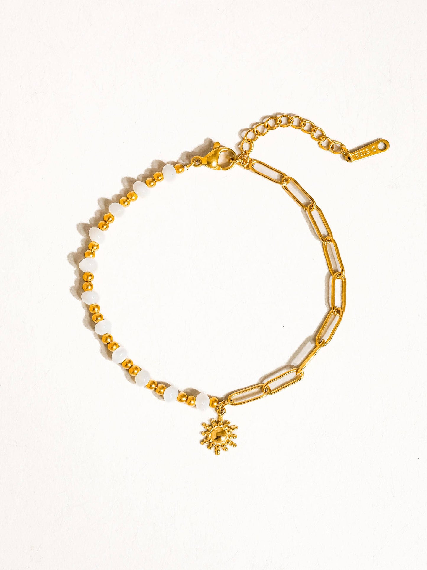 Sun and Pearl Chain Bracelet