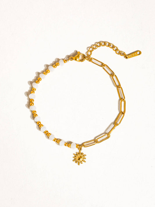 Sun and Pearl Chain Bracelet
