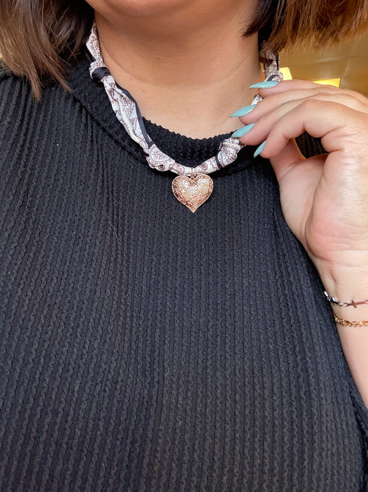 Bandana Necklace Heart Charm