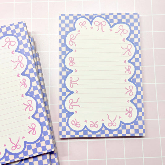 Pink Bow Scallops 4x6 notepad