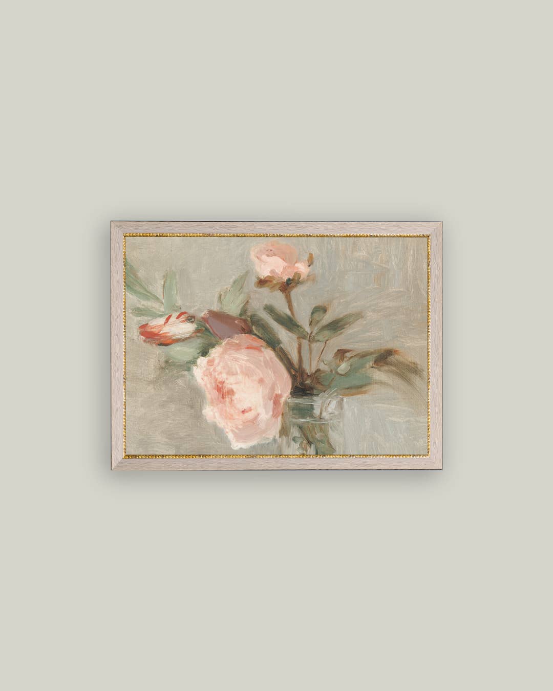 Light Pink Roses Framed Antique Art: 11x15