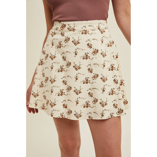 FLORAL CORDUROY MINI SKIRT