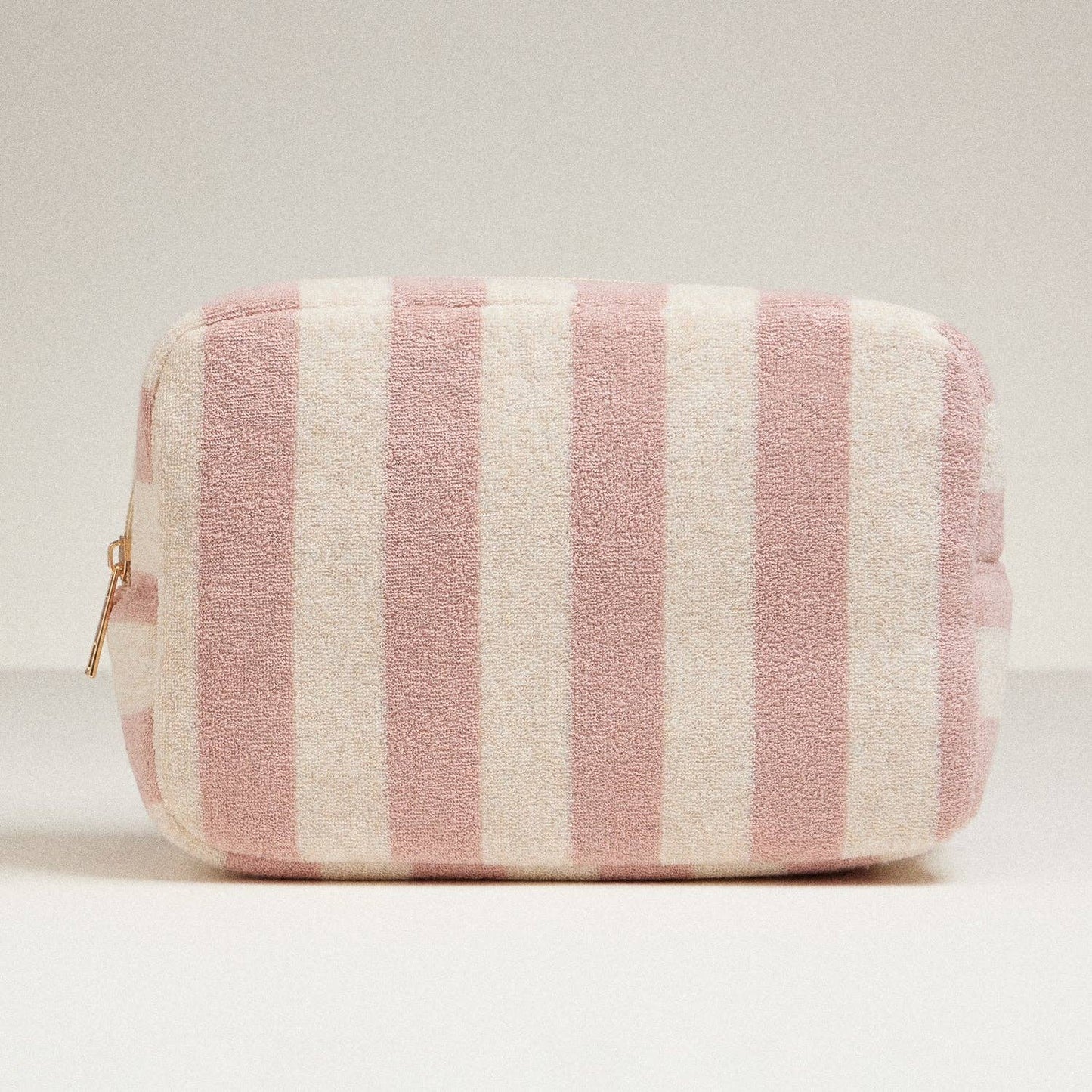 Terry Fabric Striped Multi-Purpose Pouch: Dark Pink