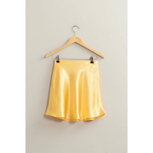 Skater Satin Mini Skirt: PINEAPPLE