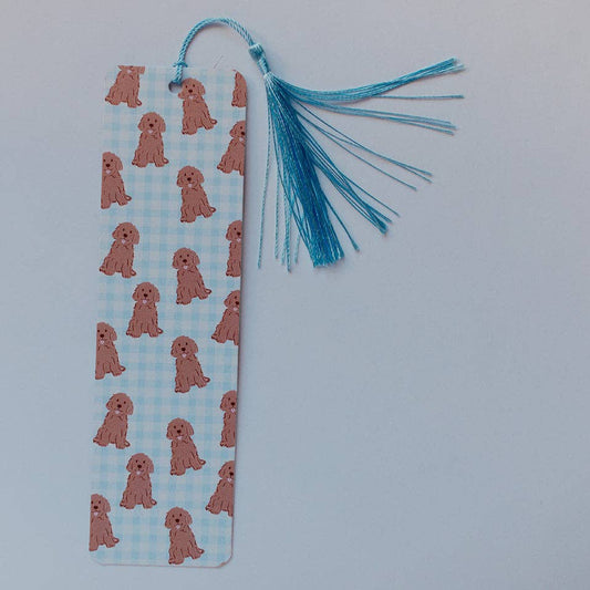 Bookmark With Tassel Golden Doodle Gingham