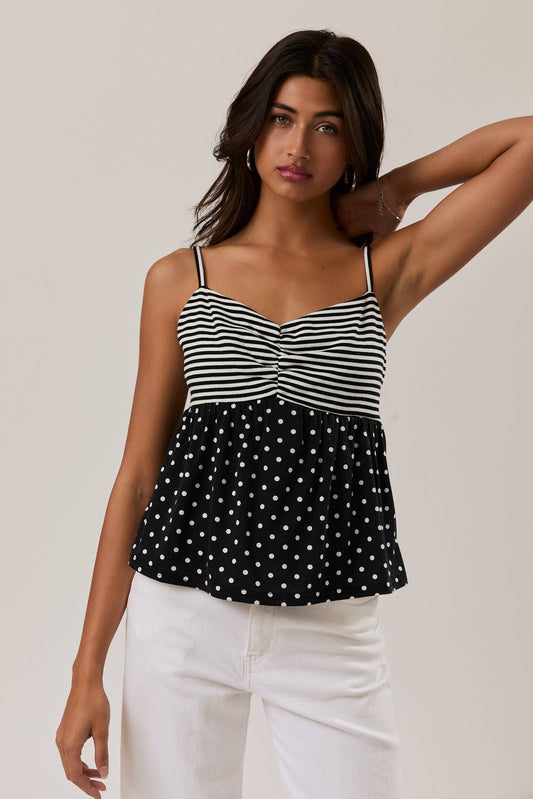 FRANKIE STRIPE AND POLKA DOT TOP