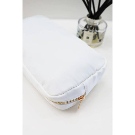Soild Makeup Organizer Travel Pouch: WHITE