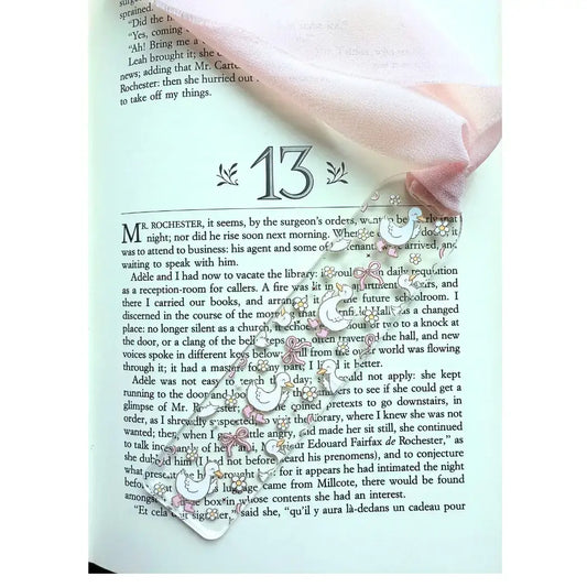 Duck in pink boots/bows acrylic bookmark